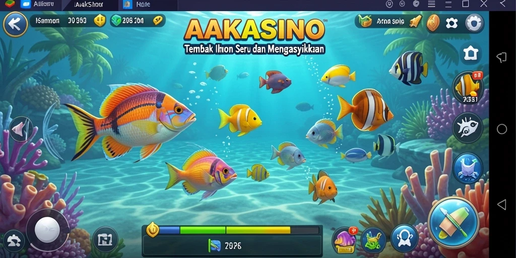 Gameplay AAKASINO yang seru saat menembak ikan.
