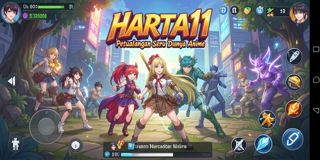 Screenshot HARTA11 menampilkan aksi karakter Anime yang mendebarkan.