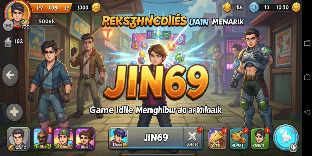 Tangkapan layar dari gameplay JIN69 yang menampilkan karakter dan sumber daya.