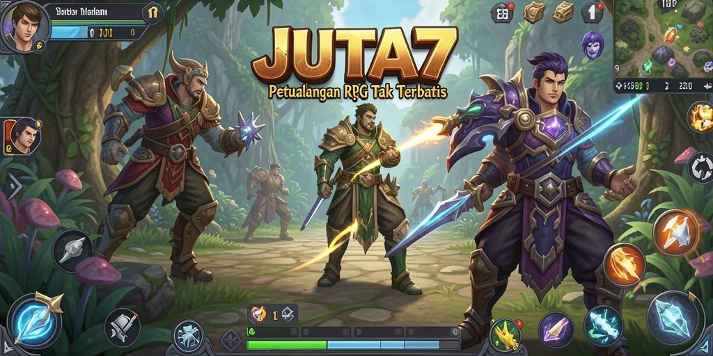 Tampilan gameplay yang mendebarkan di dunia fantasi JUTA7.