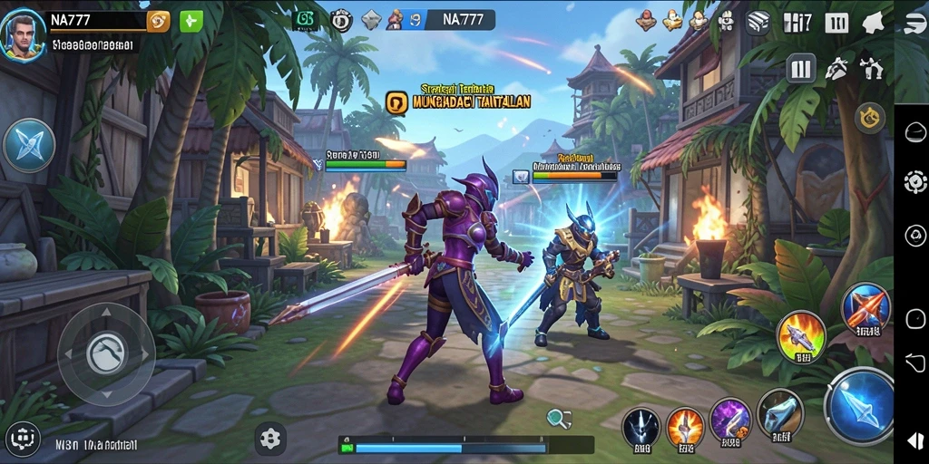 Tampilan gameplay NA777 yang menarik dengan elemen strategi dan pertempuran.