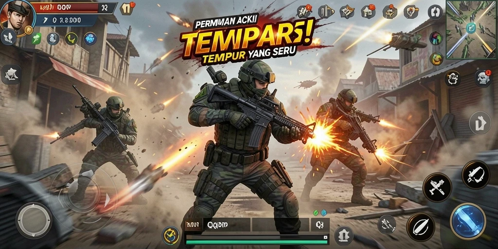Menampilkan pertempuran seru dalam QQRP dengan grafis yang menakjubkan.