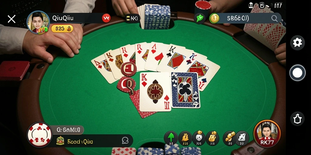 Tampilan gameplay QiuQiu yang seru dan kompetitif.