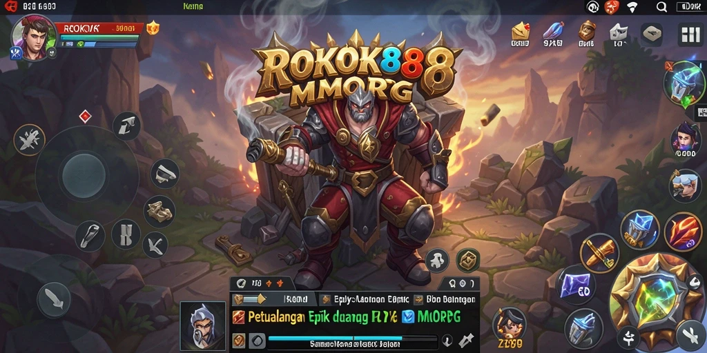 Tangkapan layar permainan ROKOK88 menampilkan aksi pertarungan epik dalam MMORPG.