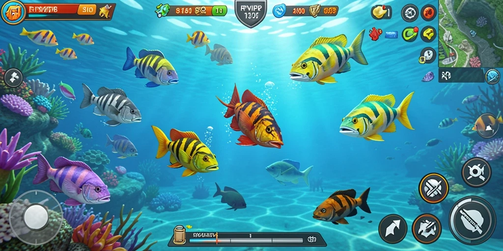 Tampilan gameplay seru dari RPVIP8 saat menangkap ikan.