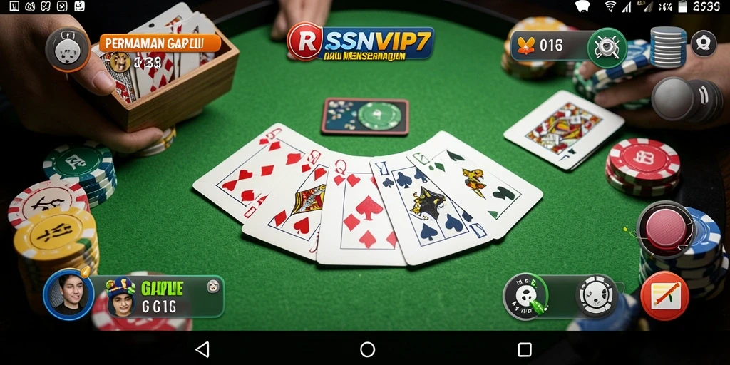 Screenshot gameplay RSNVIP7 menampilkan suasana permainan Gaple yang seru.