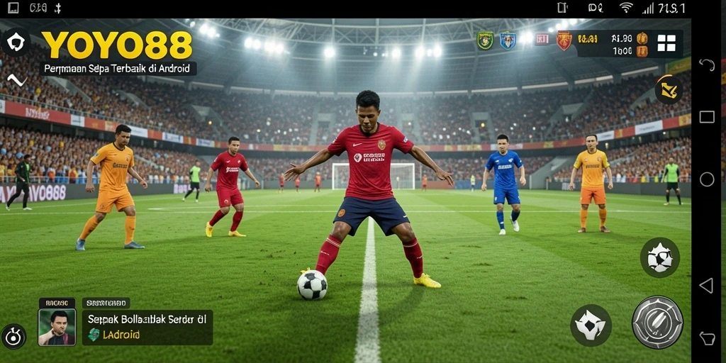 Tampilan gameplay seru di YOYO88 dengan aksi sepak bola mendebarkan.